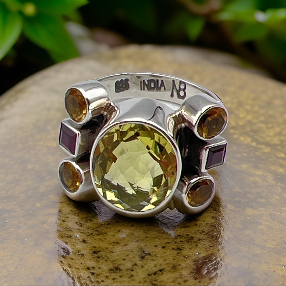🌟NICKY BUTLER 925 Sterling Silver Lemon Quartz Gemstone Oval Ring Size 7 NEW